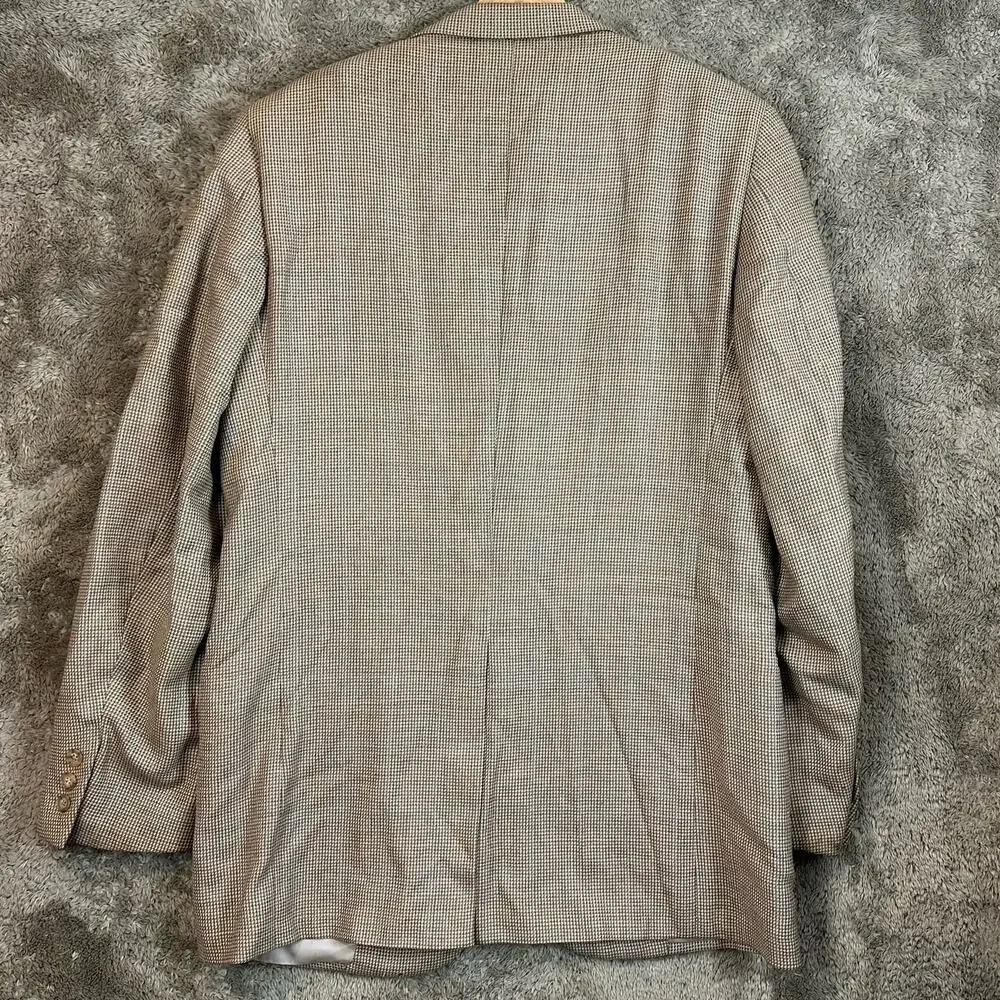 Hickey Freeman Woolf Brothers Wool Blazer Jacket SportCoat Tan Plaid 42L 42 Long